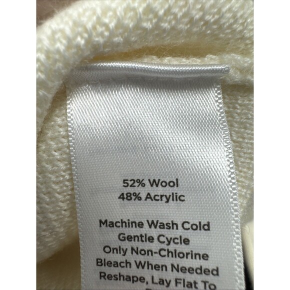 Talbots Sweater  Ivory Johnny Collar V-neck Classic Preppy Nautical S Wool Blend - Picture 5 of 10